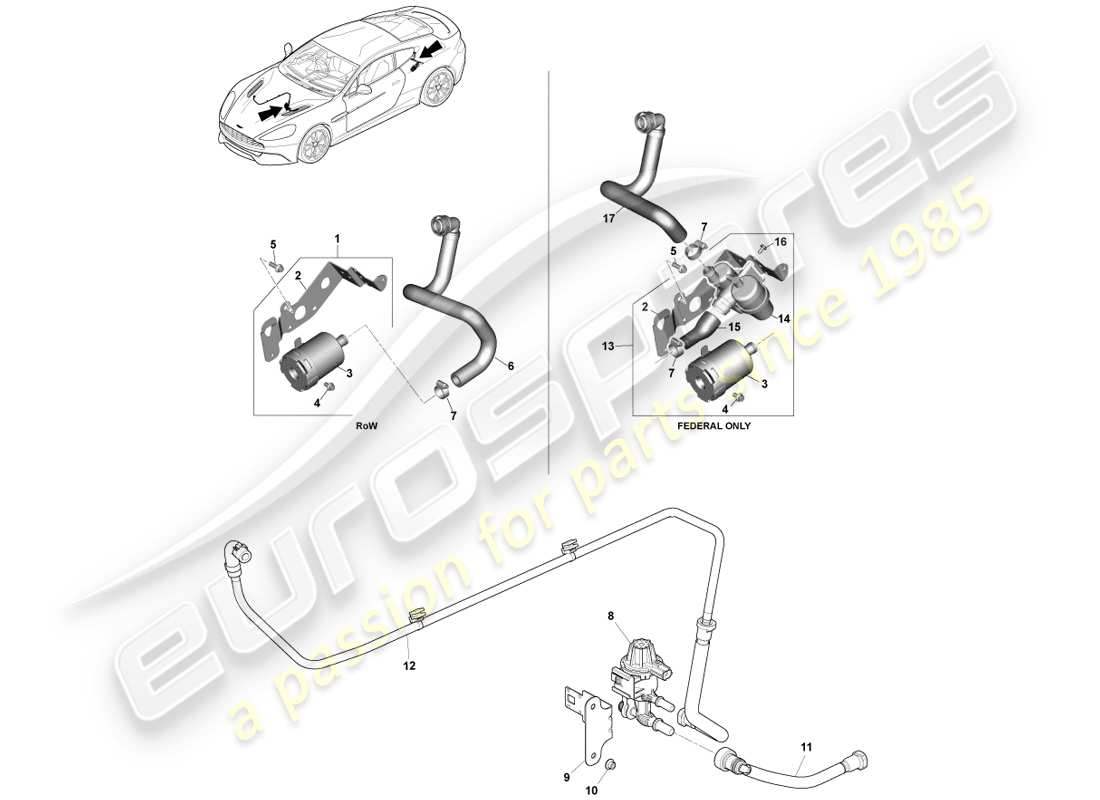 aston martin vanquish (2013) evaporative emissions parts diagram