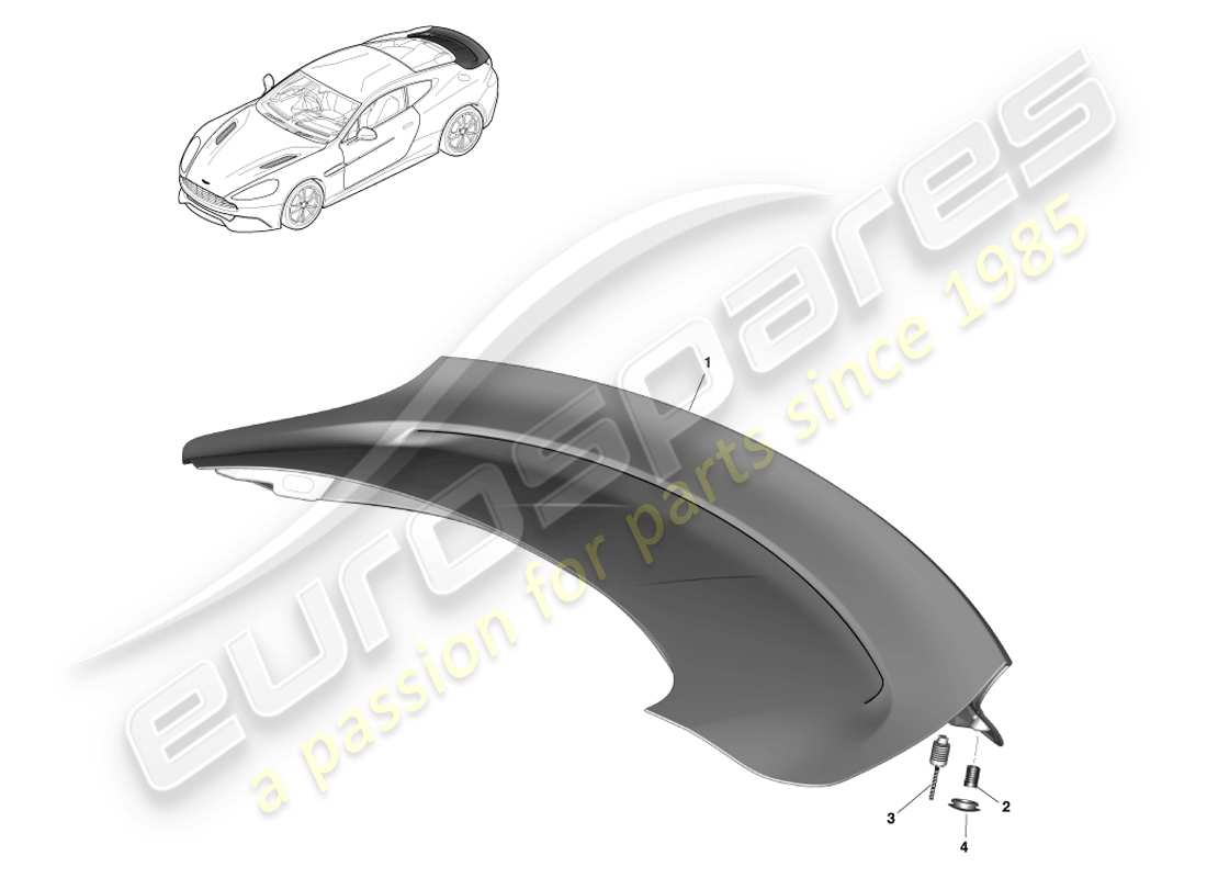 aston martin vanquish (2013) tailgate assembly, coupe parts diagram