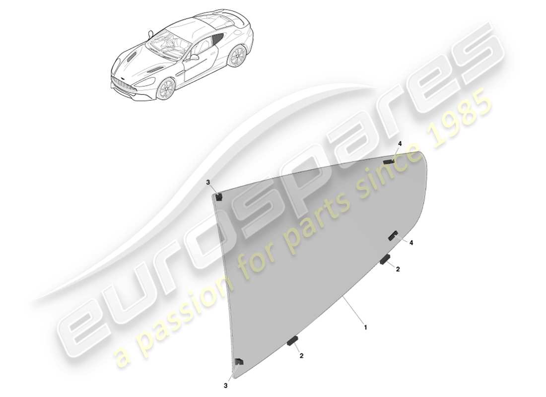 aston martin vanquish (2013) rear quarter glass, coupe parts diagram