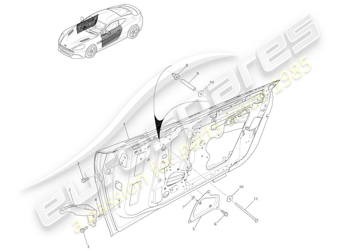 aston martin vanquish (2013) front door assembly parts diagram