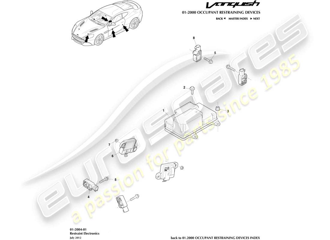 aston martin vanquish (2015) restraint electronics part diagram