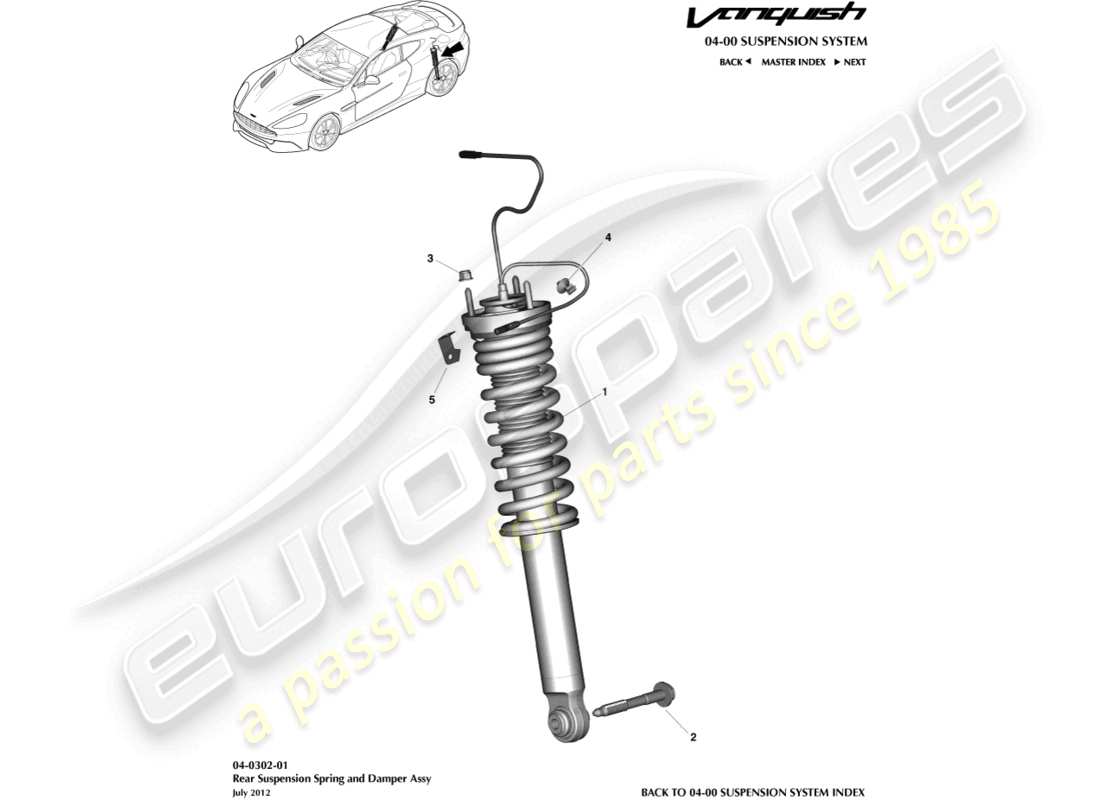 aston martin vanquish (2016) rear spring & damper part diagram