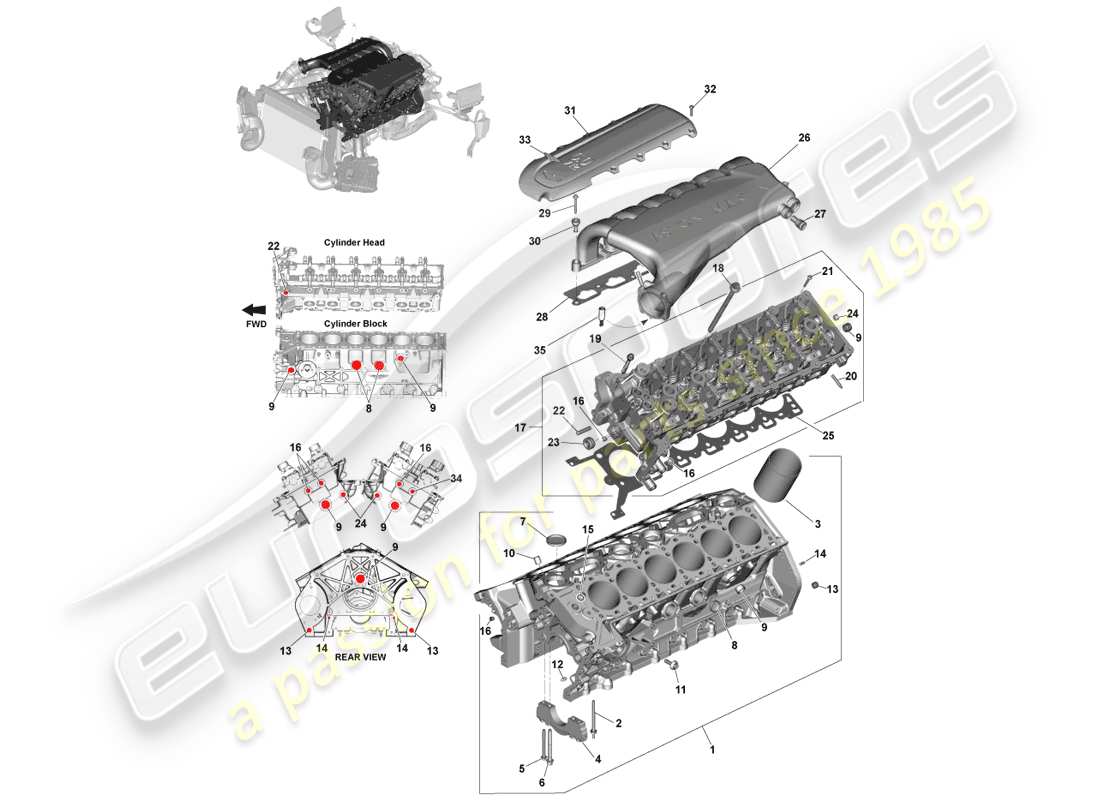 aston martin vanquish (2014) engine structure part diagram