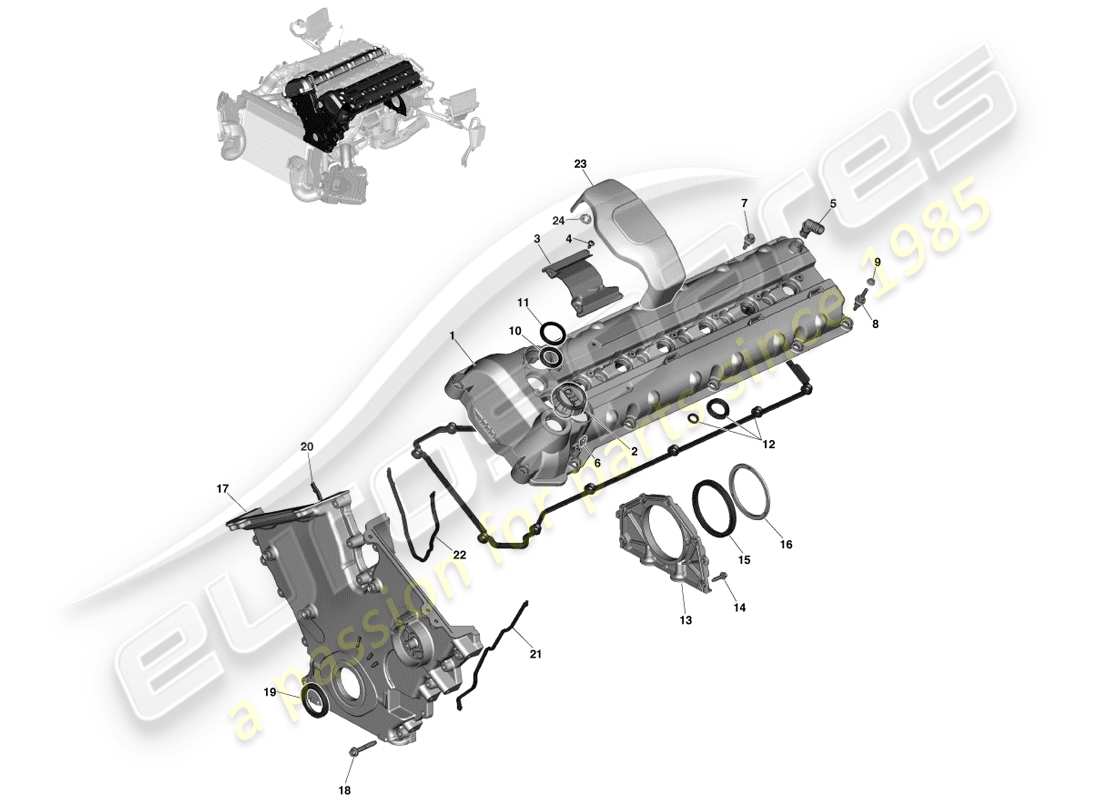 aston martin vanquish (2014) engine sealing part diagram