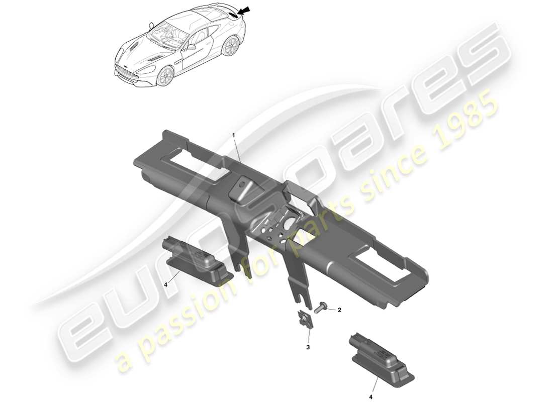 aston martin vanquish (2013) license plate lamps parts diagram