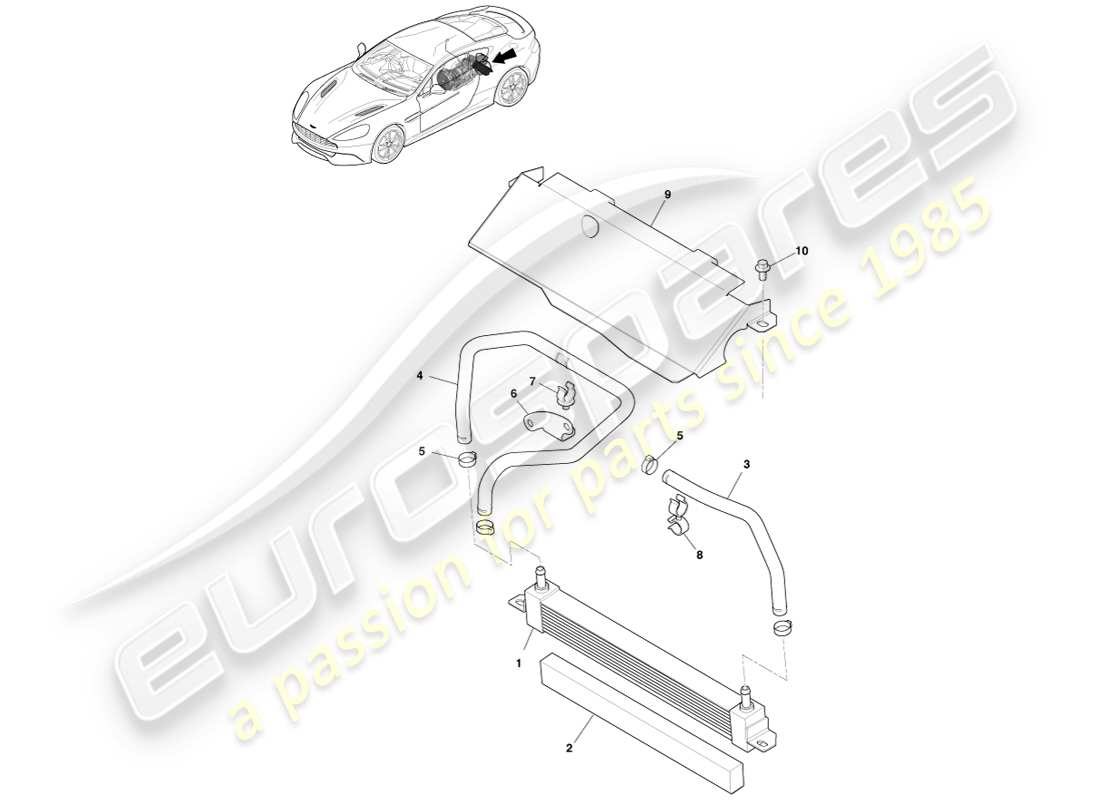 aston martin vanquish (2013) transmission oil cooler parts diagram