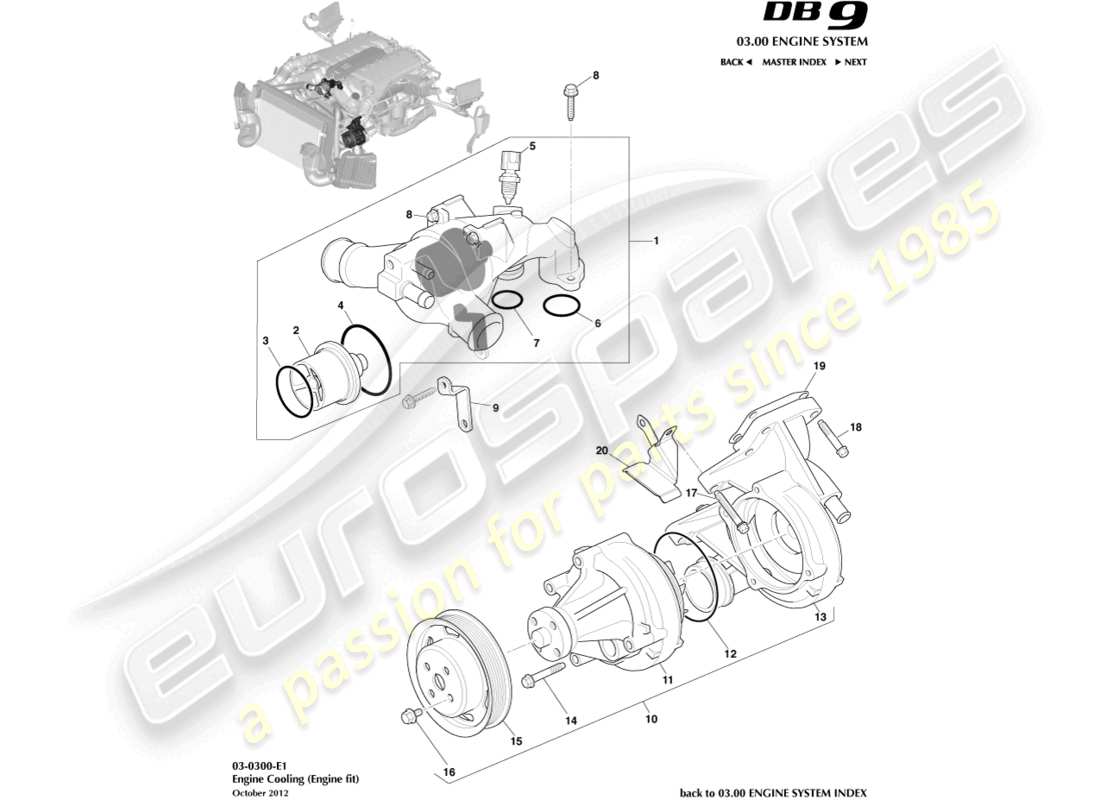 aston martin db9 (2014) engine cooling parts diagram
