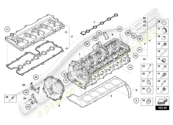 a part diagram from the lamborghini huracan tecnica parts catalogue