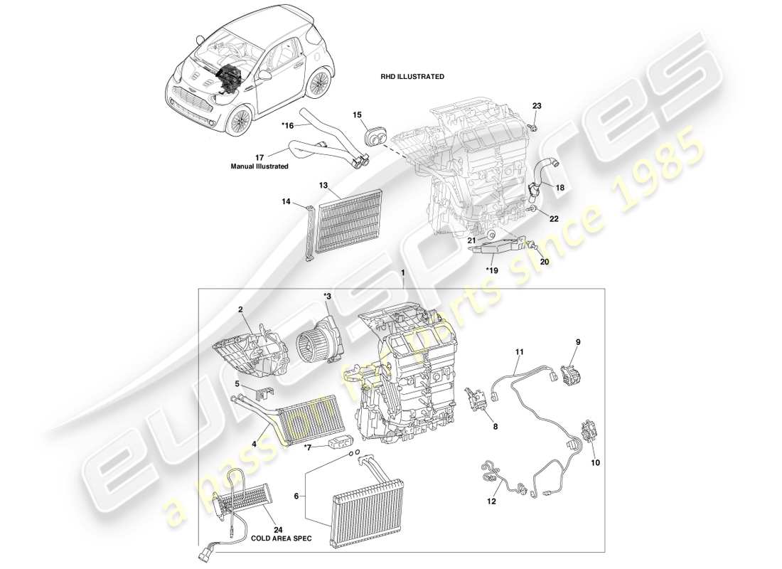 VIEW PARTS DIAGRAMS FROM THE ASTON MARTIN CYGNET PARTS CATALOGUE a part diagram from the aston martin cygnet parts catalogue