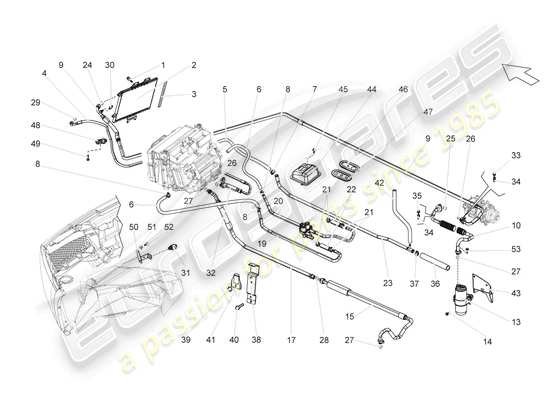 a part diagram from the lamborghini superleggera (2008) parts catalogue