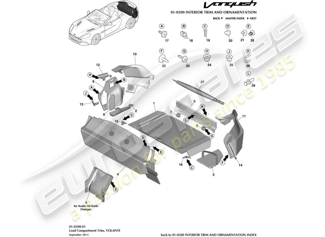a part diagram from the aston martin vanquish (2016) parts catalogue