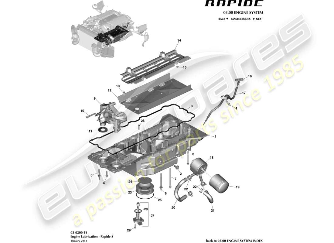 VIEW PARTS DIAGRAMS FROM THE ASTON MARTIN RAPIDE PARTS CATALOGUE a part diagram from the aston martin rapide parts catalogue