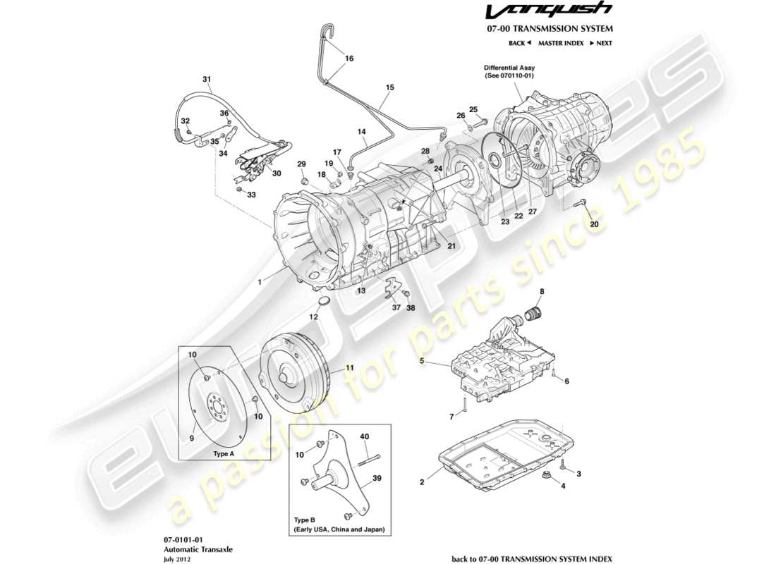 a part diagram from the aston martin vanquish parts catalogue