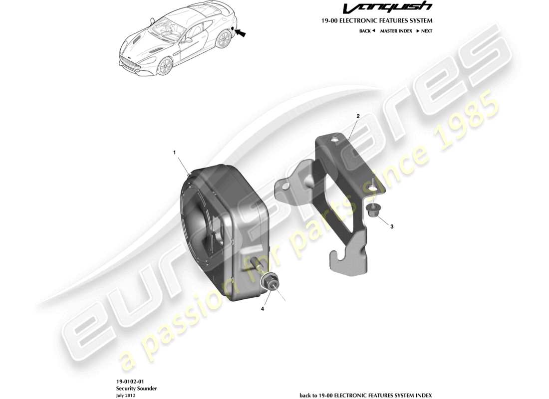 a part diagram from the aston martin vanquish parts catalogue