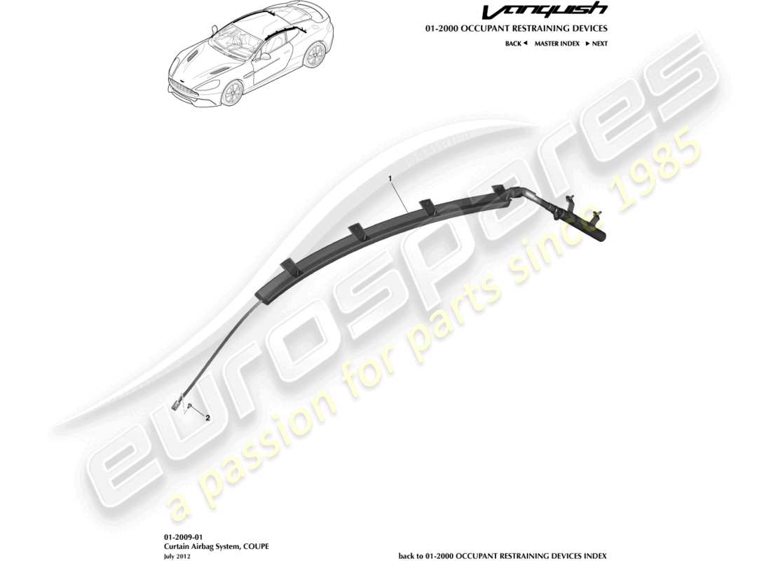 a part diagram from the aston martin vanquish (2016) parts catalogue