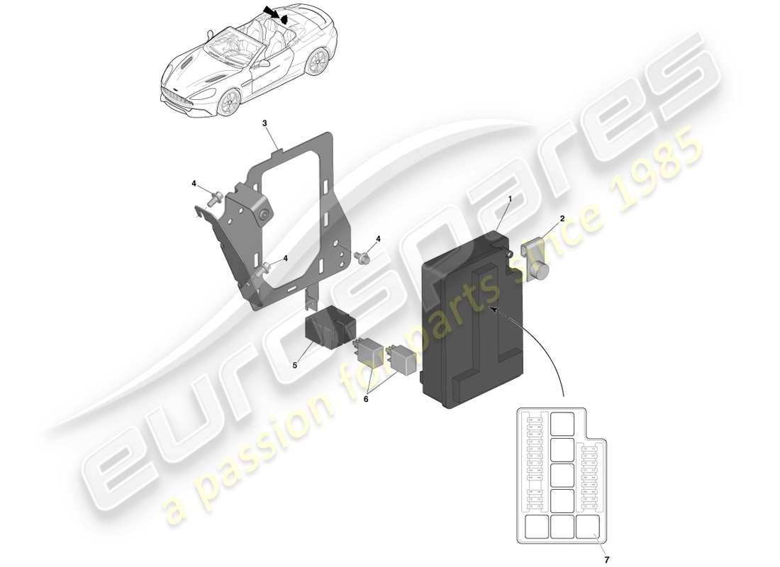 aston martin vanquish (2013) load compartmnet fusebox parts diagram