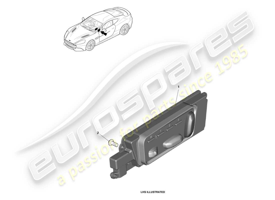 aston martin vanquish (2013) seat adjustment switches parts diagram