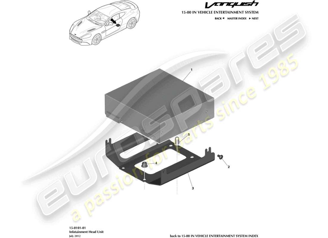 aston martin vanquish (2015) infotainment head unit part diagram