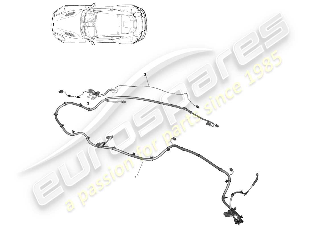 aston martin vanquish (2014) rear end harness, coupe part diagram