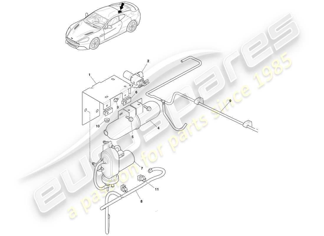 aston martin vanquish (2014) acoustic control part diagram