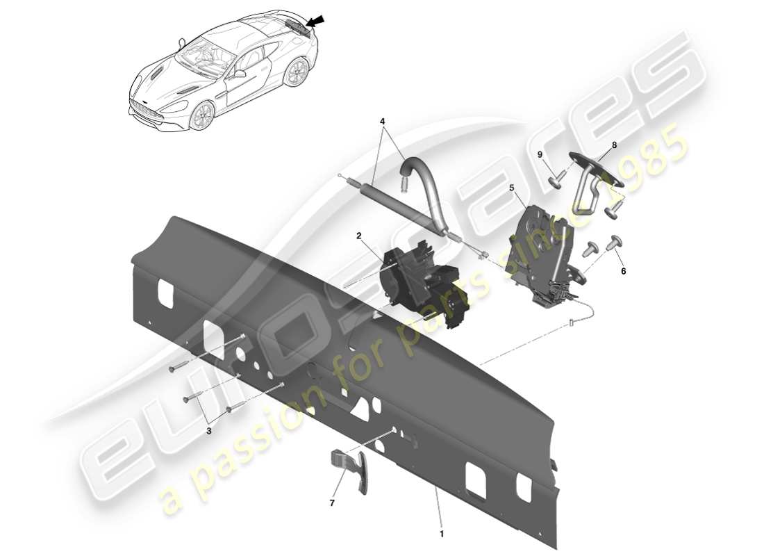 aston martin vanquish (2014) rear closure latches part diagram