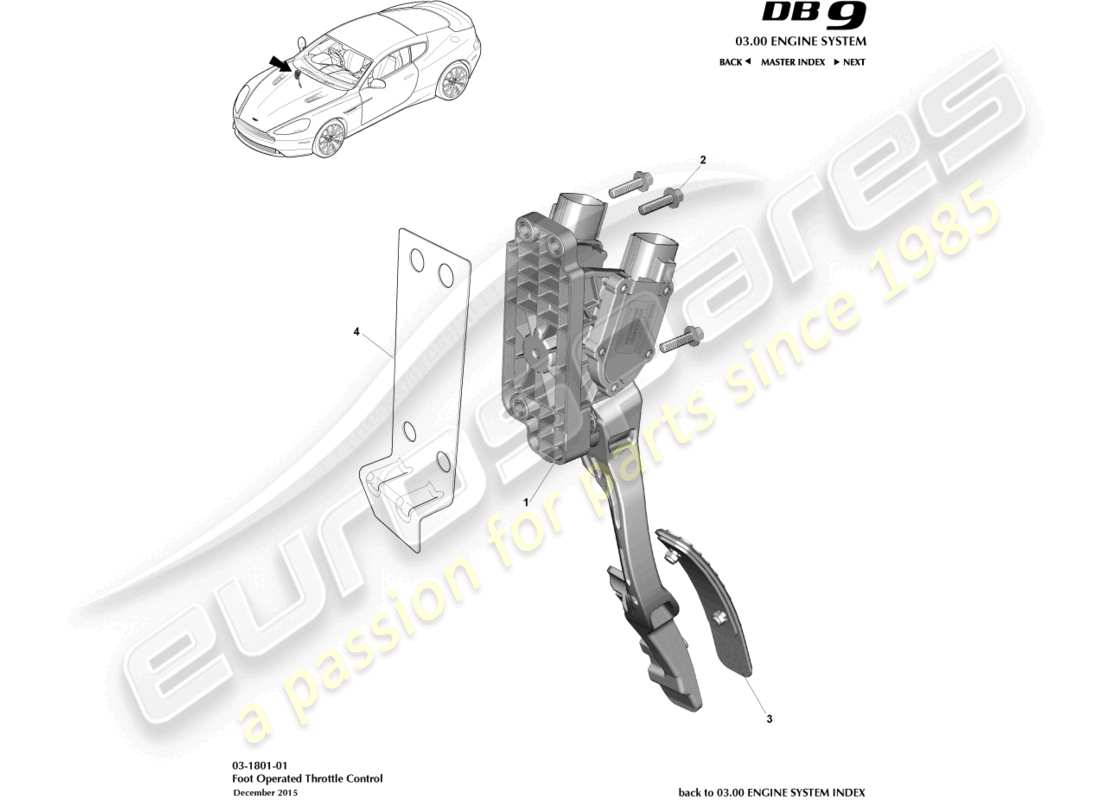 aston martin db9 (2013) throttle control parts diagram