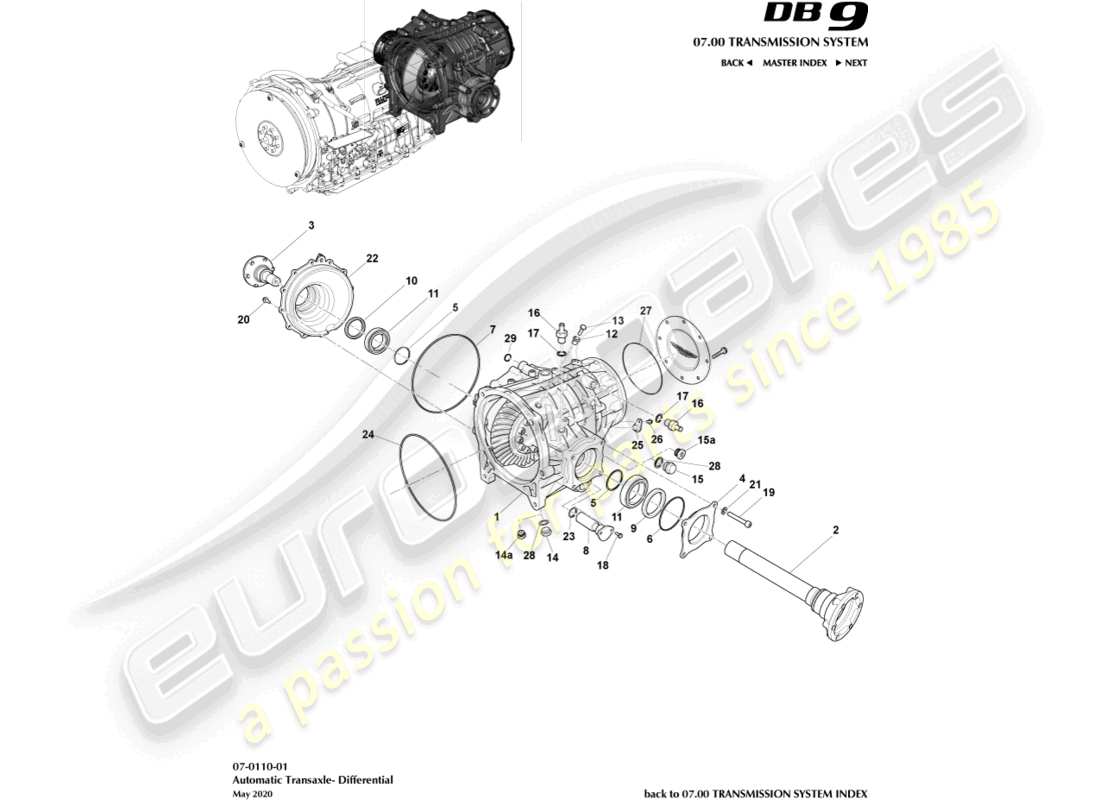 aston martin db9 (2013) differential parts diagram