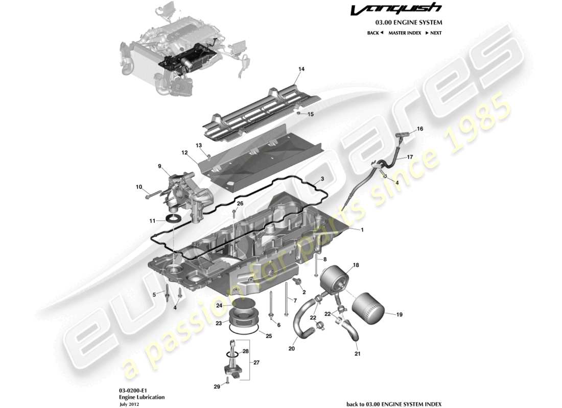 aston martin vanquish (2017) engine lubrication part diagram