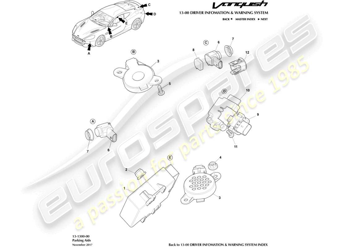 a part diagram from the aston martin vanquish (2018) parts catalogue