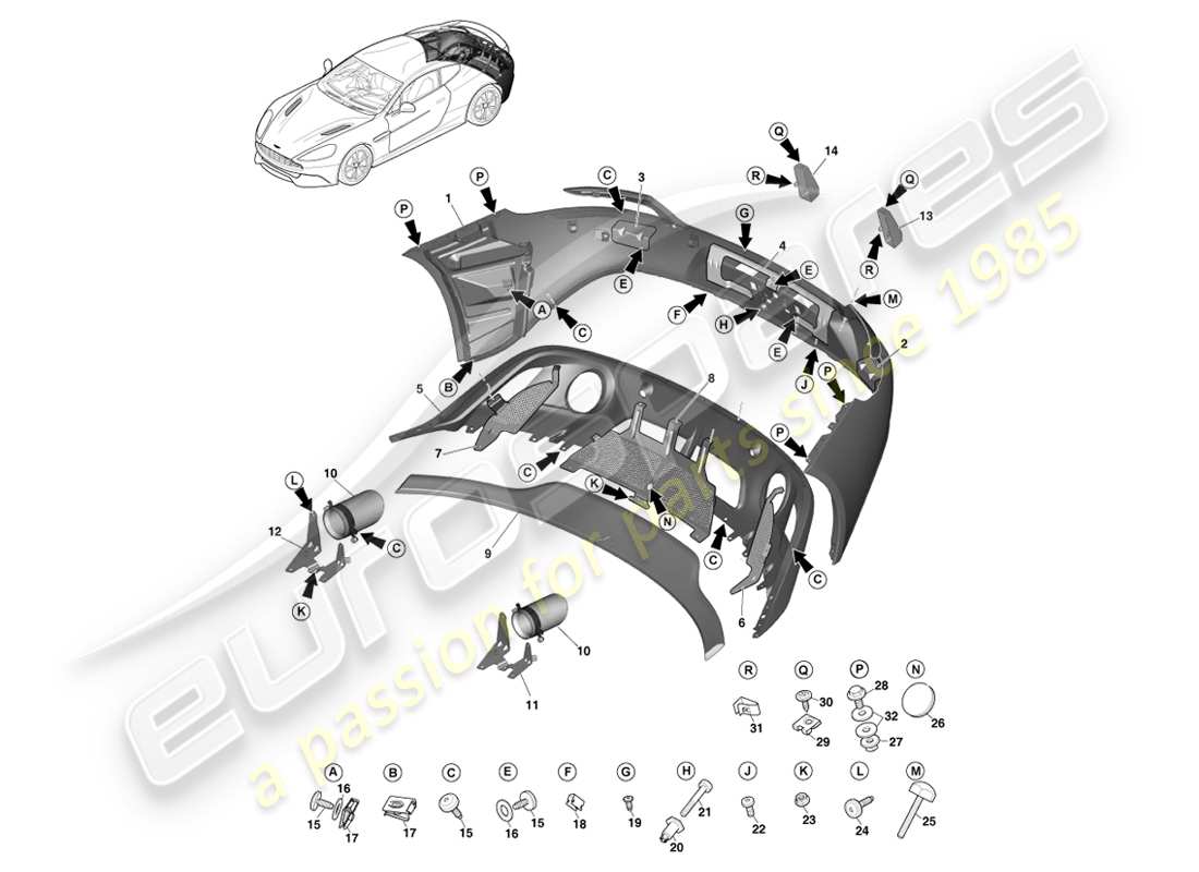 a part diagram from the aston martin vanquish (2013) parts catalogue