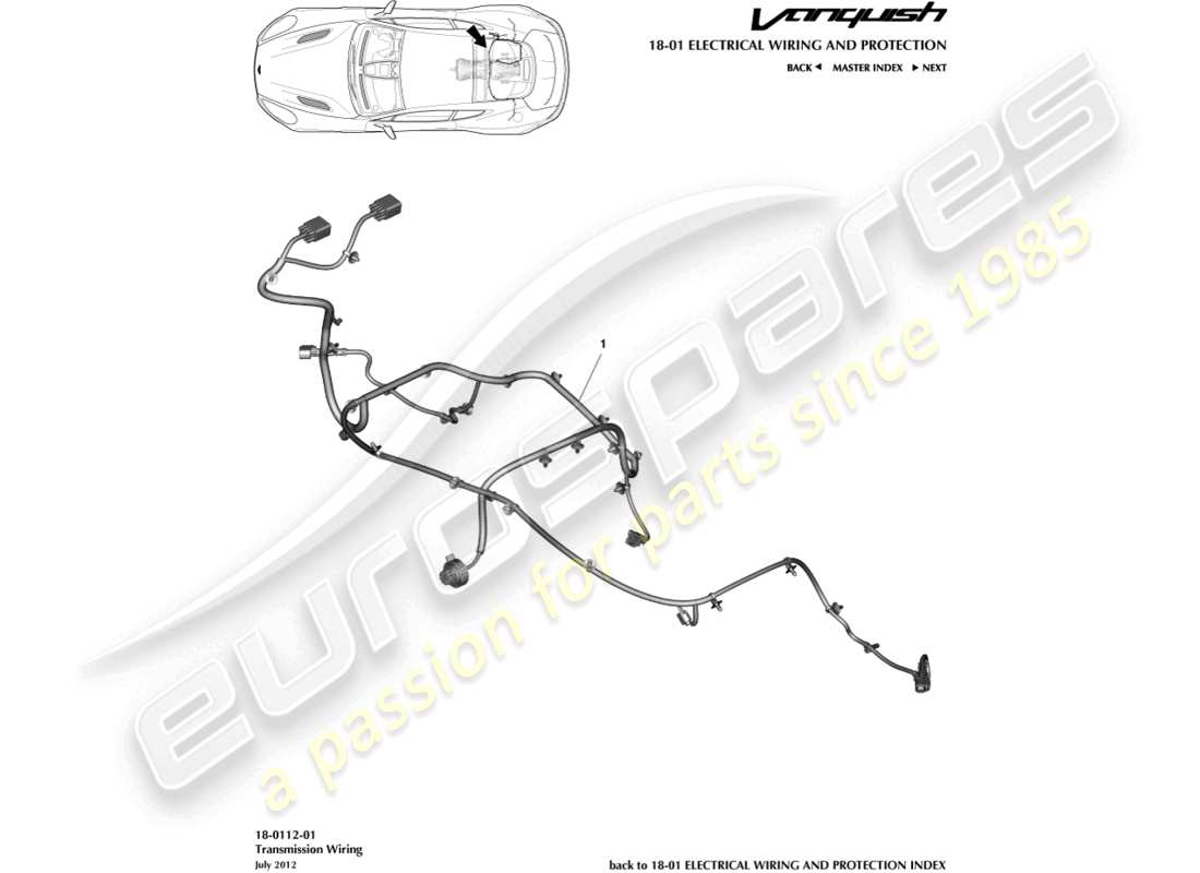 VIEW PARTS DIAGRAMS FROM THE ASTON MARTIN VANQUISH PARTS CATALOGUE a part diagram from the aston martin vanquish parts catalogue