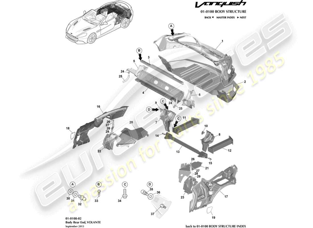 a part diagram from the aston martin vanquish parts catalogue
