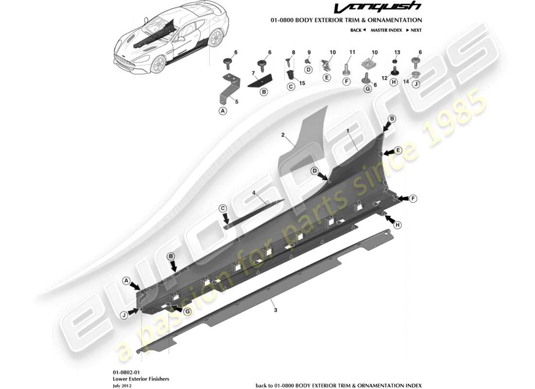 a part diagram from the aston martin vanquish (2018) parts catalogue