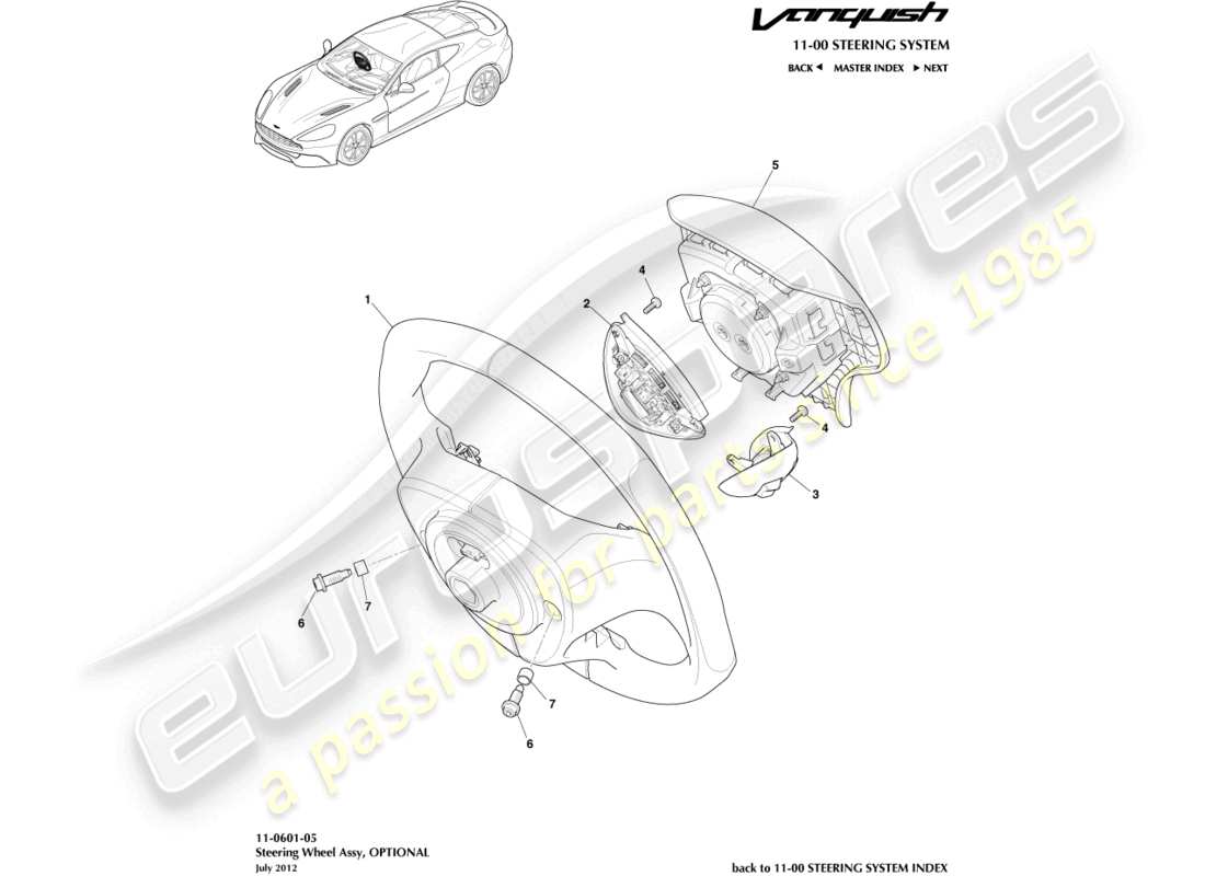 a part diagram from the aston martin vanquish parts catalogue