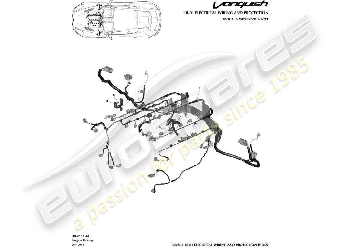 aston martin vanquish (2015) engine harness part diagram