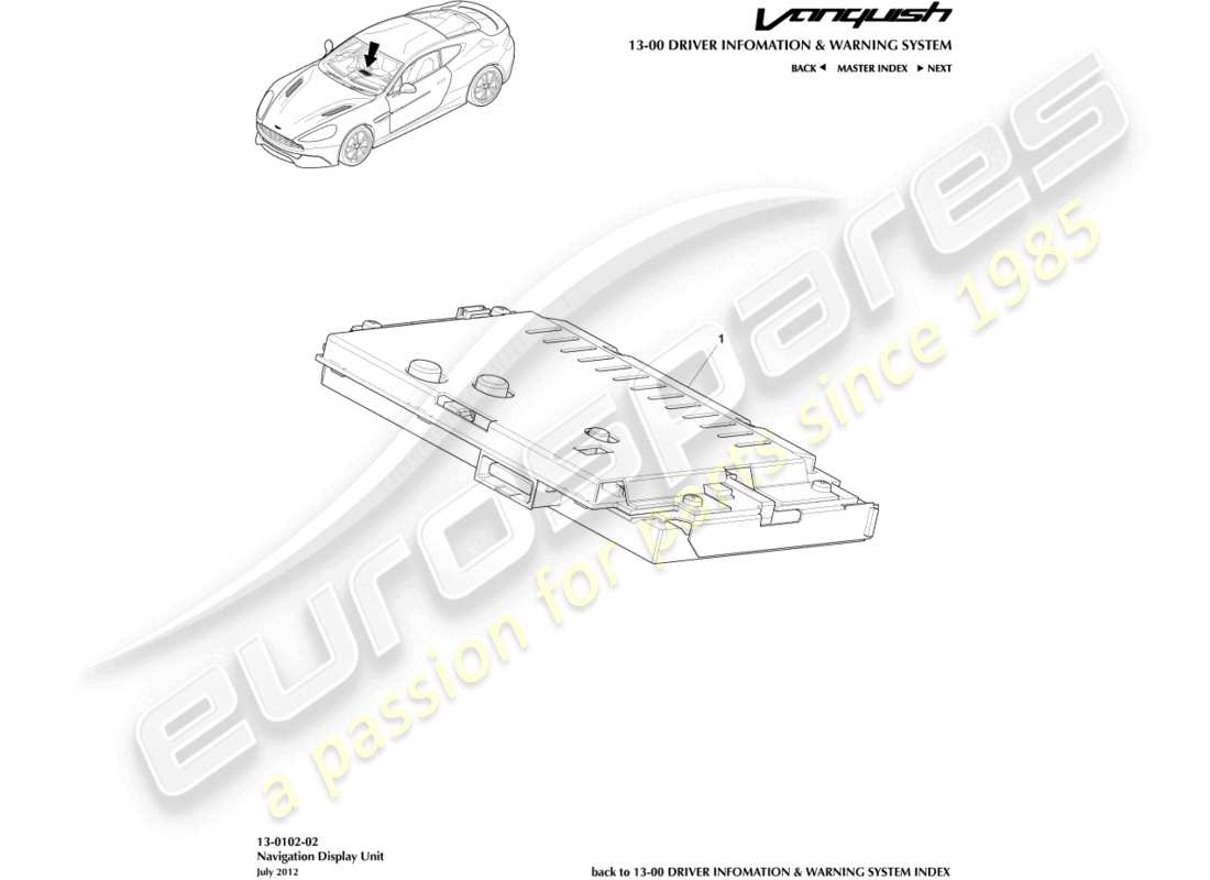 VIEW PARTS DIAGRAMS FROM THE ASTON MARTIN VANQUISH PARTS CATALOGUE a part diagram from the aston martin vanquish parts catalogue