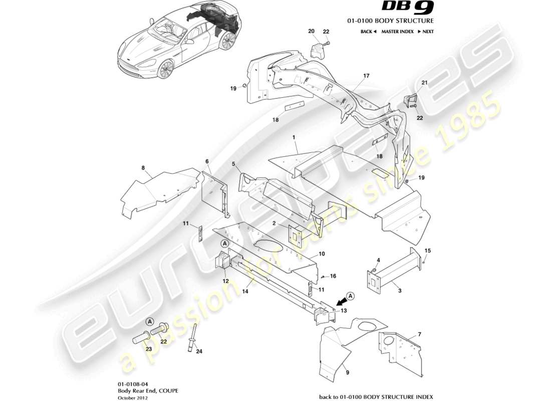 a part diagram from the aston martin db9 (2016) parts catalogue