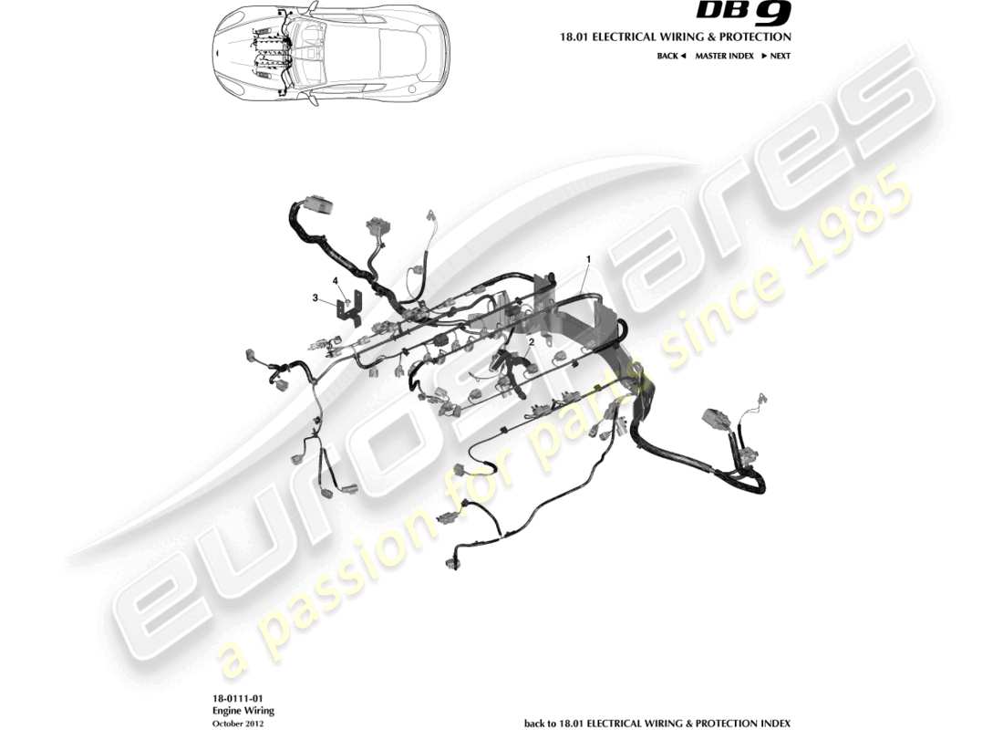 aston martin db9 (2016) engine harness parts diagram