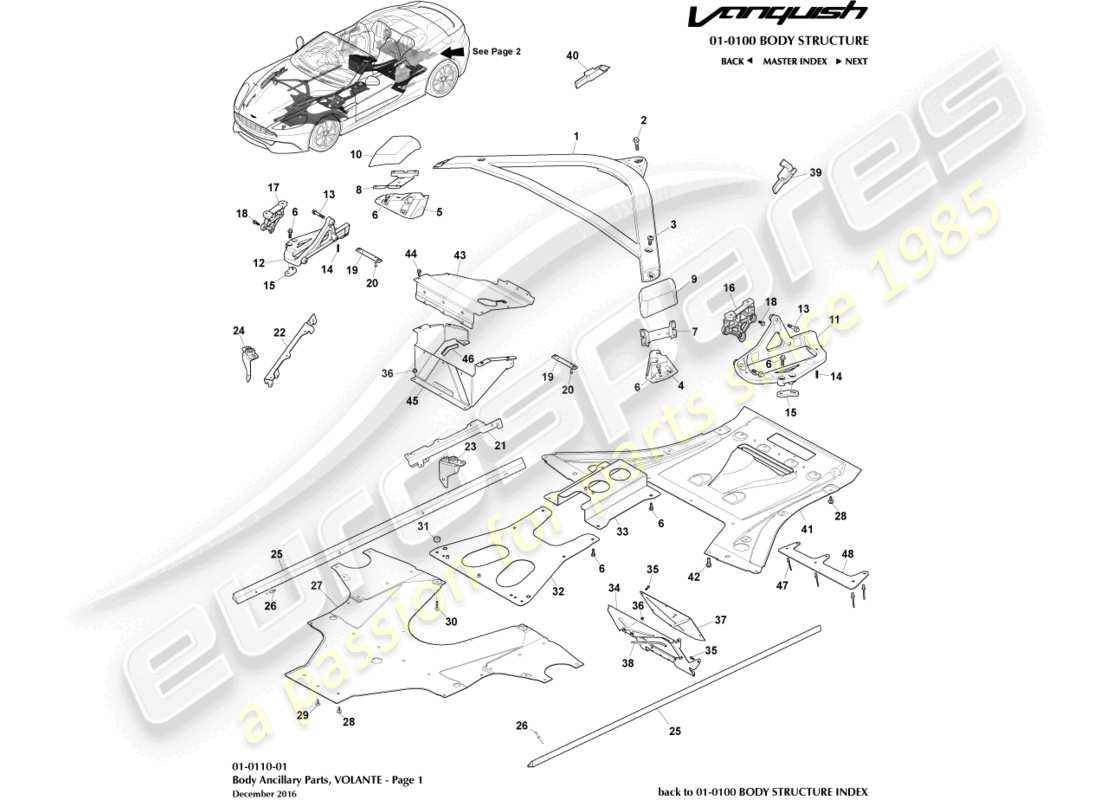 aston martin vanquish (2017) ancillary parts, volante, page 1 part diagram
