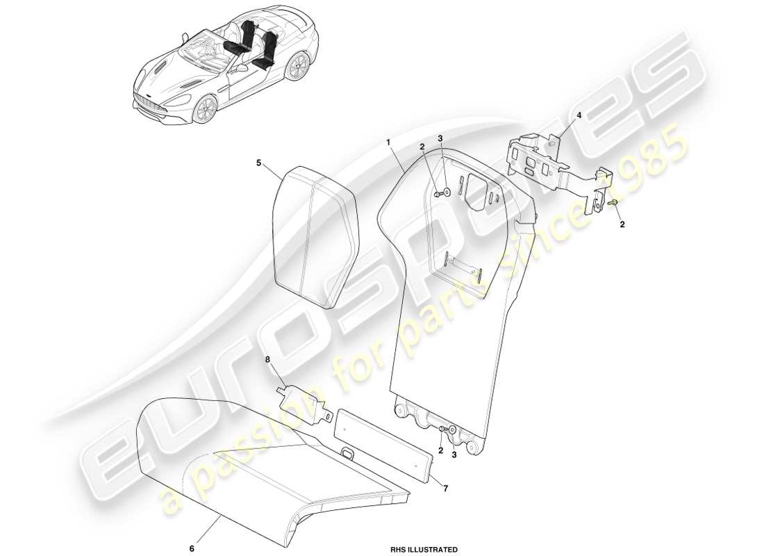a part diagram from the aston martin vanquish (2013) parts catalogue