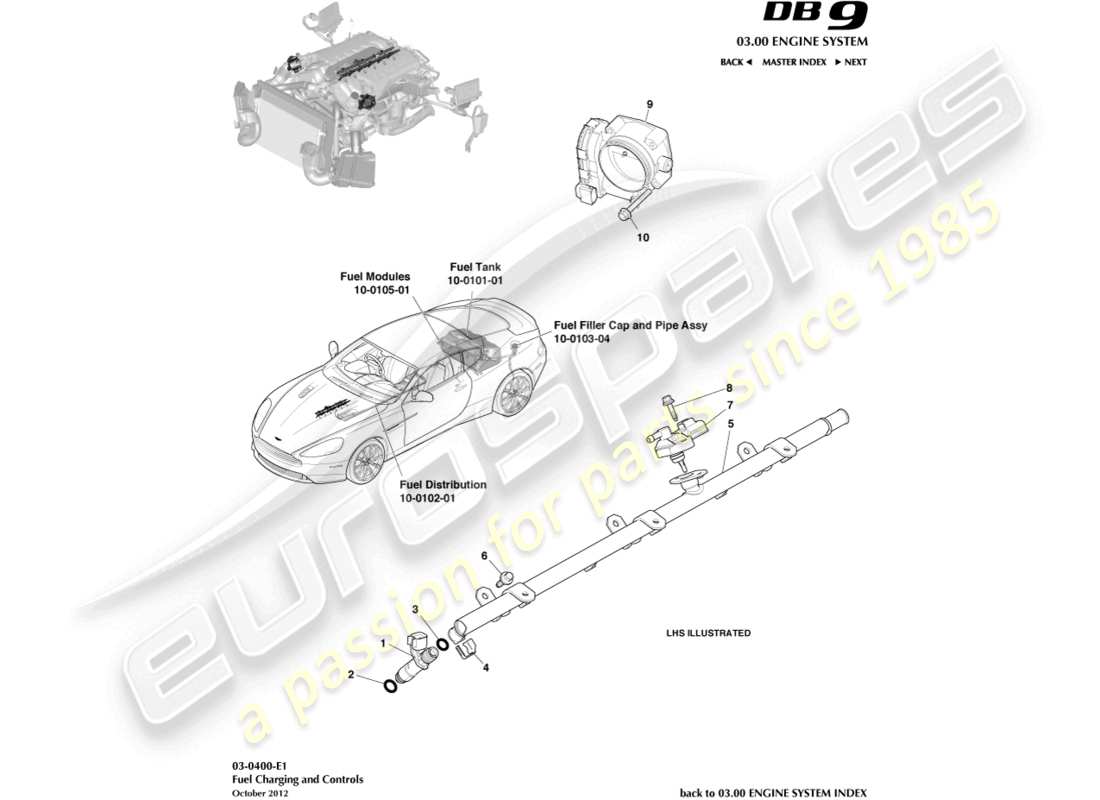 VIEW PARTS DIAGRAMS FROM THE ASTON MARTIN DB9 PARTS CATALOGUE a part diagram from the aston martin db9 parts catalogue