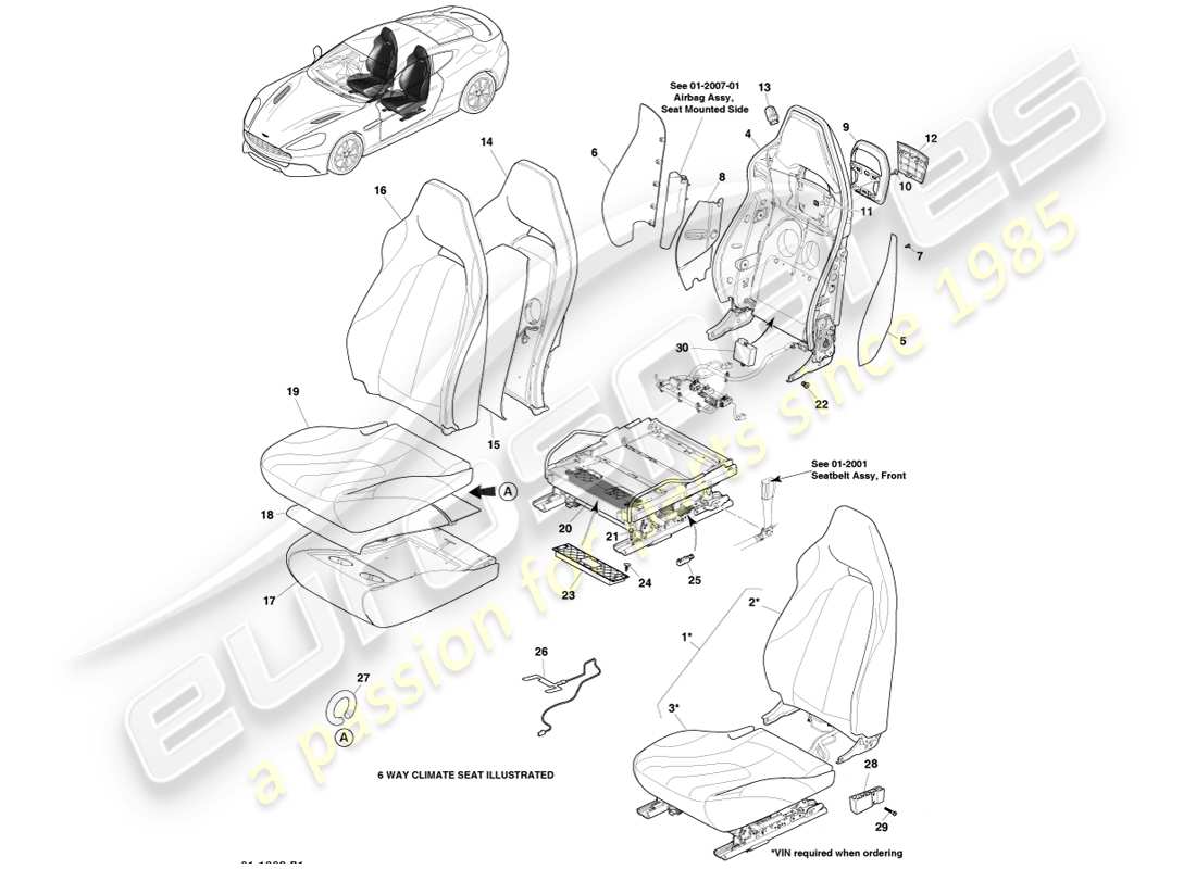 a part diagram from the aston martin vanquish parts catalogue