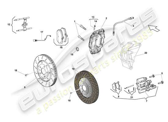 a part diagram from the lamborghini lp560-2 coupe 50 (2014) parts catalogue