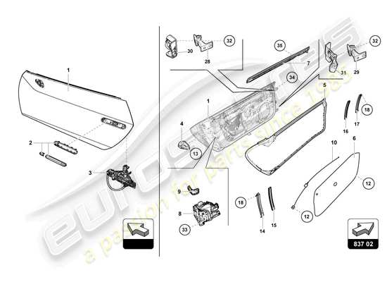 a part diagram from the lamborghini huracan squadra corse parts catalogue