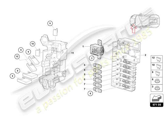 a part diagram from the lamborghini evo coupe 2wd (2021) parts catalogue