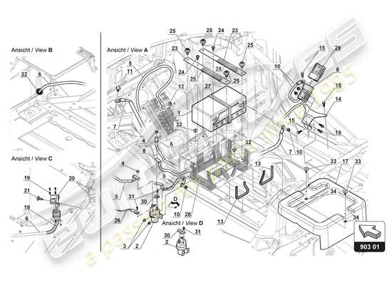 a part diagram from the lamborghini huracan squadra corse parts catalogue