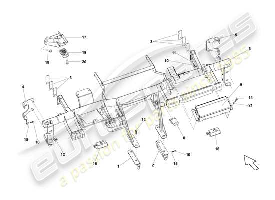 a part diagram from the lamborghini gallardo coupe (2008) parts catalogue