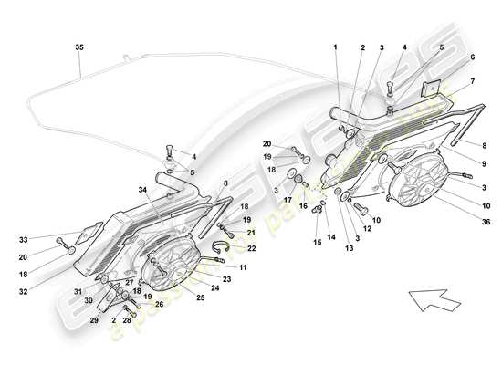 a part diagram from the lamborghini lp640 roadster (2009) parts catalogue