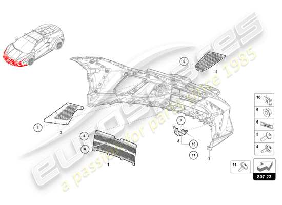 a part diagram from the lamborghini huracan sterrato parts catalogue