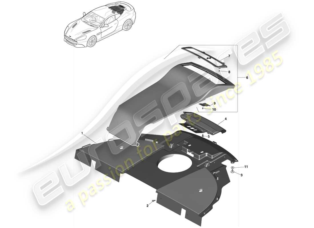 aston martin vanquish (2014) parcel shelf trim panel, 2+2 coupe part diagram